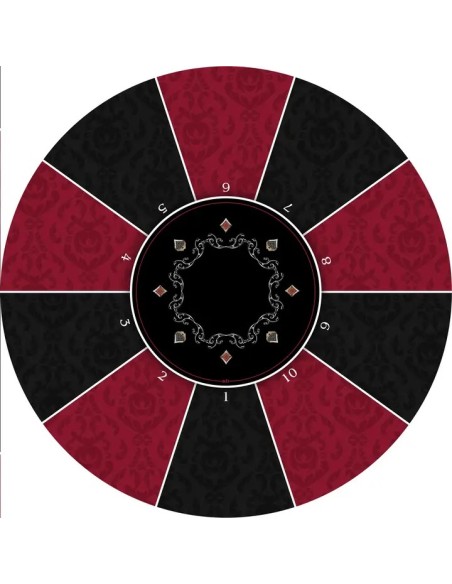 Tapis de poker rond victorian bordeaux 10 joueurs