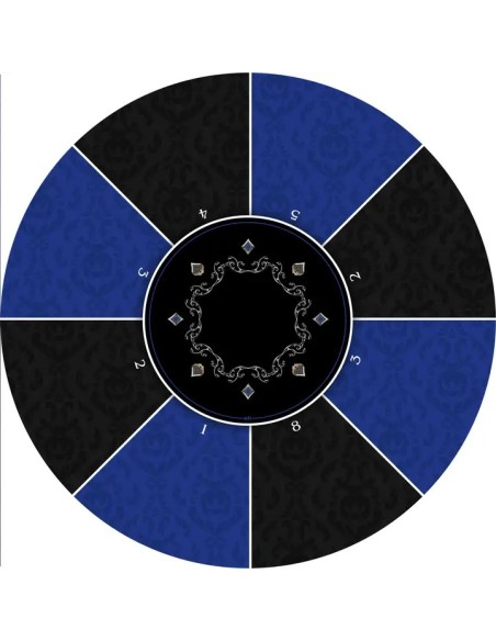Tapis de poker rond victorian bleu 8 joueurs