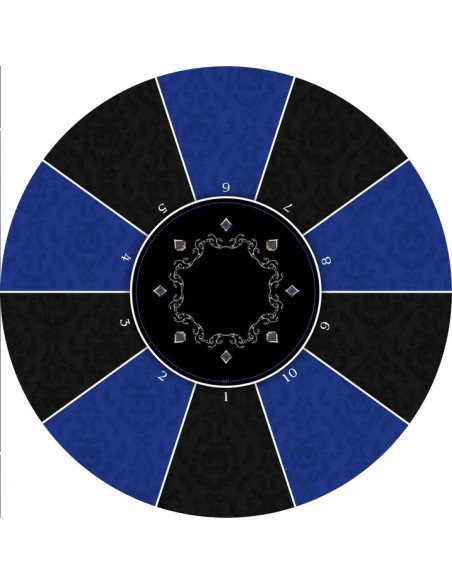 Tapis de poker rond victorian bleu 10 joueurs