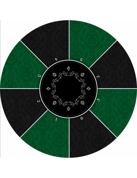 Tapis de poker rond victorian vert 8 joueurs