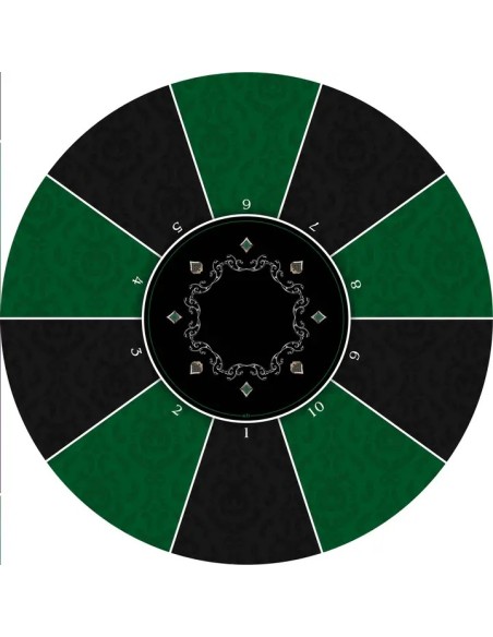 Tapis de poker rond victorian vert 10 joueurs