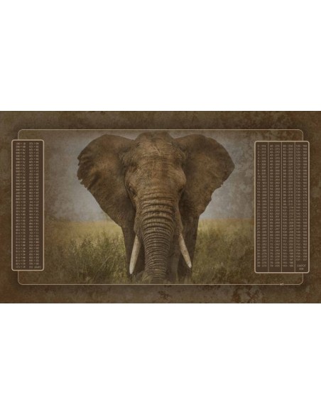 Tapis de belote rectangle avec photo éléphant, avec double points