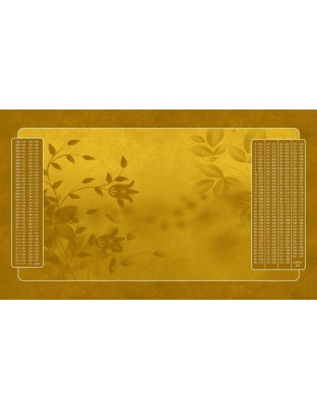 Tapis de belote rectangle motif fleur jaune, avec double points Tapis de belote rectangle motif fleur jaune, avec double points