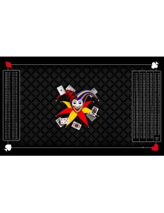 Tapis de belote rectangle joker noir, avec double points