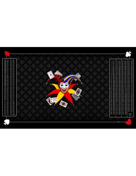 Tapis de belote rectangle joker noir, avec double points