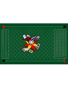 Tapis de belote rectangle joker vert, avec double points