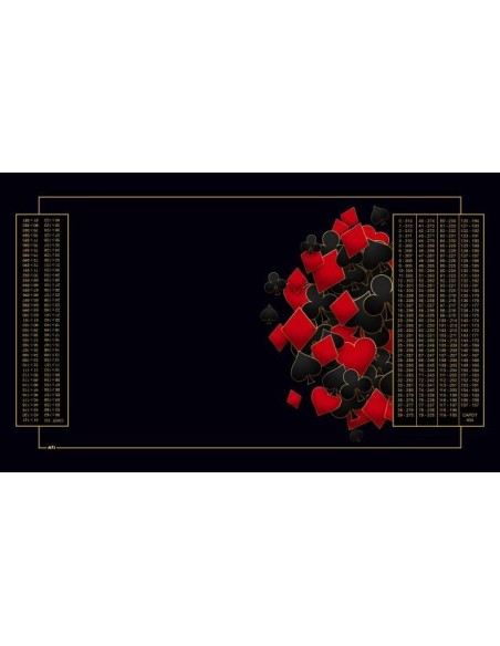 Tapis de belote noir et or, avec double points