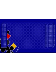 Tapis de belote tramé bleu, avec symboles , avec double points