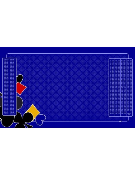 Tapis de belote tramé bleu, avec symboles , avec double points