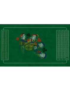 Tapis de belote valets en éventail vert, avec double points