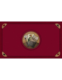 Tapis de jeu de tarot bleu avec effet bois, illustration des trois bouts 2