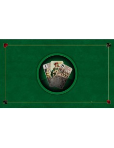 Tapis de jeu de tarot vert, illustration des trois bouts