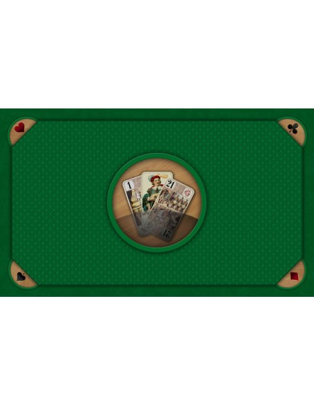 Tapis de jeu de tarot vert avec effet bois, illustration des trois bouts