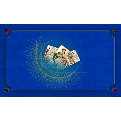 Tapis de jeu de tarot bleu avec effet bois, illustration des trois bouts