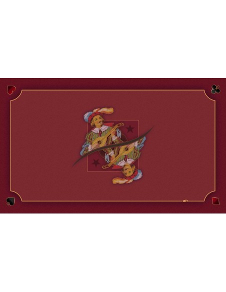 Tapis de jeu de tarot bordeaux avec illustration de la carte Excuse