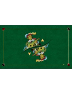 Tapis de jeu de tarot vert avec illustration de la carte Excuse