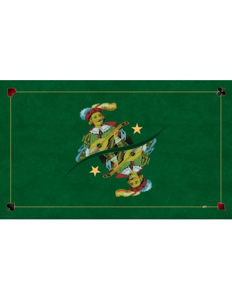 Tapis de jeu de tarot vert avec illustration de la carte Excuse Tapis de jeu de tarot vert avec illustration de la carte Excuse