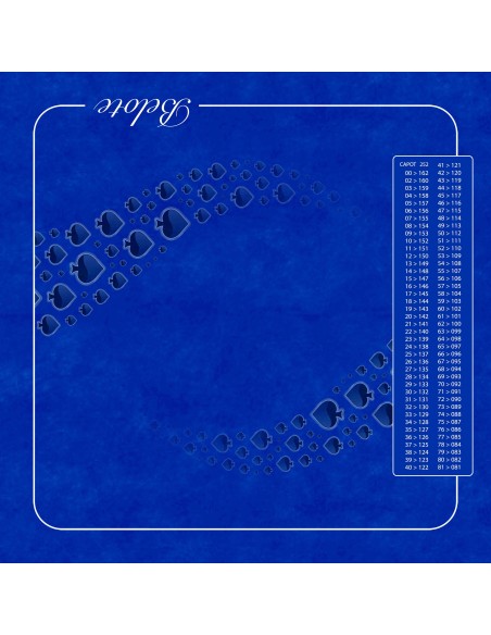Tapis de jeu de belote bleu de 60x60 cm avec motif forest bleu et tableau de comptage des points