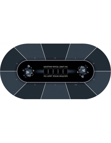 Tapis de Poker - Ovale - Texas Holdem Prestige Gris