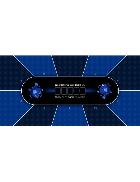 Tapis de Poker - Rectangulaire - Texas Holdem Prestige Bleu