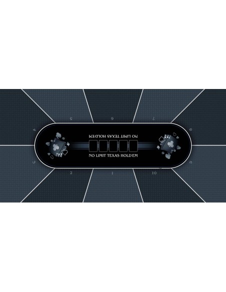 Tapis de Poker - Rectangulaire - Texas Holdem Prestige Gris