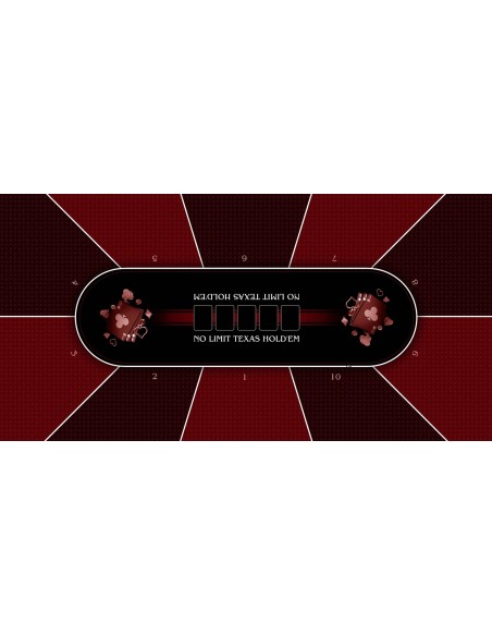 Tapis de Poker - Rectangulaire - Texas Holdem Prestige Rouge