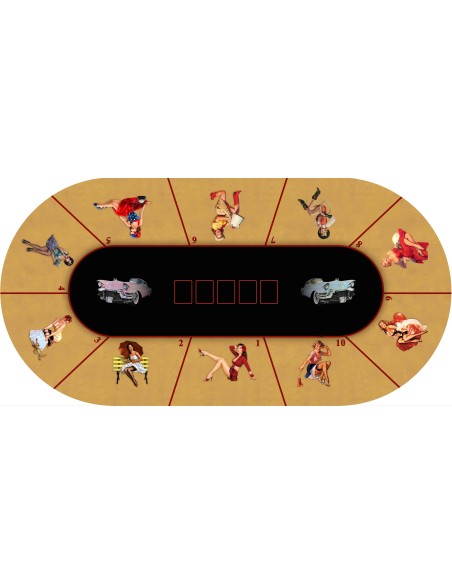 Tapis de Poker - Ovale - Pin Up