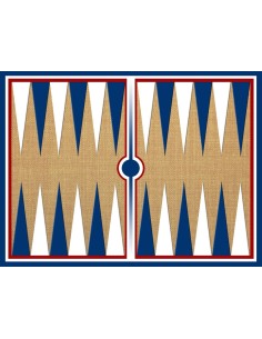 Tapis de jeux, plateaux de jeux Backgammon bleu, blanc et rouge