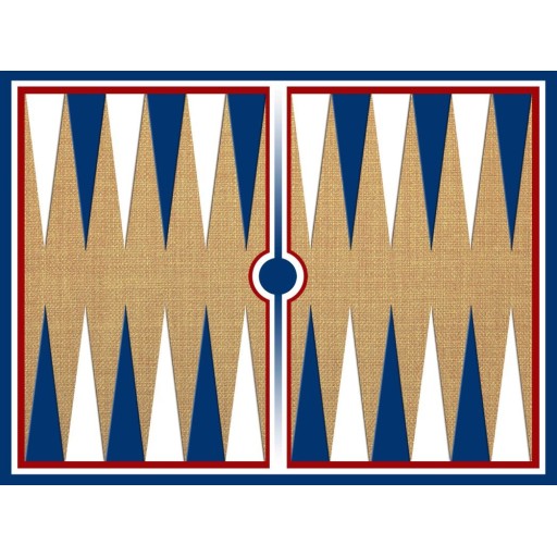 Tapis de jeux, plateaux de jeux Backgammon bleu, blanc et rouge