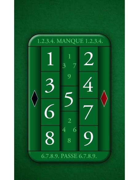 Tapis de jeu de casino, jeu de la boule coloris vert
