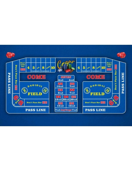 Tapis de casino craps coloris bleu