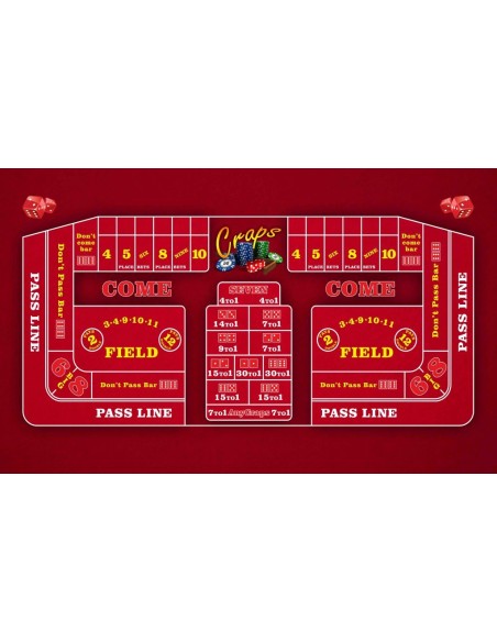 Tapis de casino craps coloris rouge