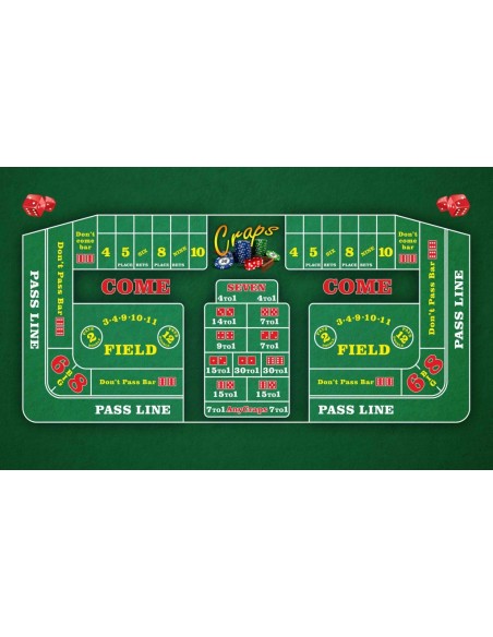 Tapis de casino craps coloris vert