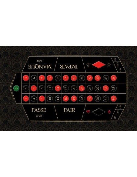 Tapis de casino, tapis de jeu roulette française noir VIP