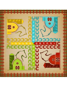 Plateau de jeux de petits chevaux dessin fermier