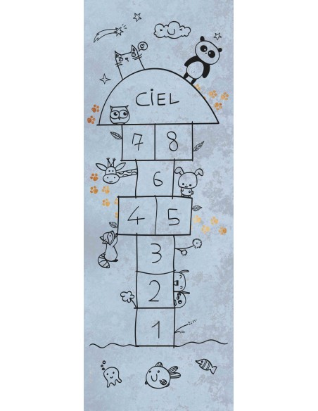 Tapis de jeux enfants marelle bleu